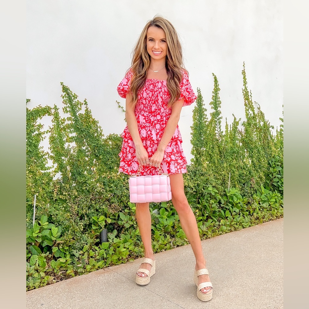 Red floral romper